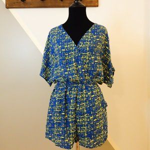 NWT Love Riche Jumpsuit Blue and Yellow S Size